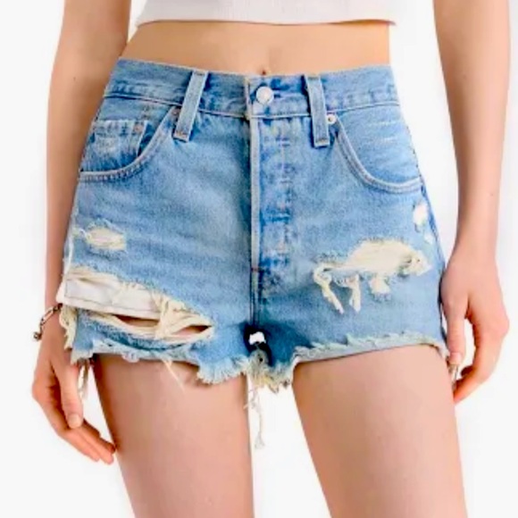 Levi's Premium 501 Jean Shorts High Rise size 26 EUC - Picture 1 of 5